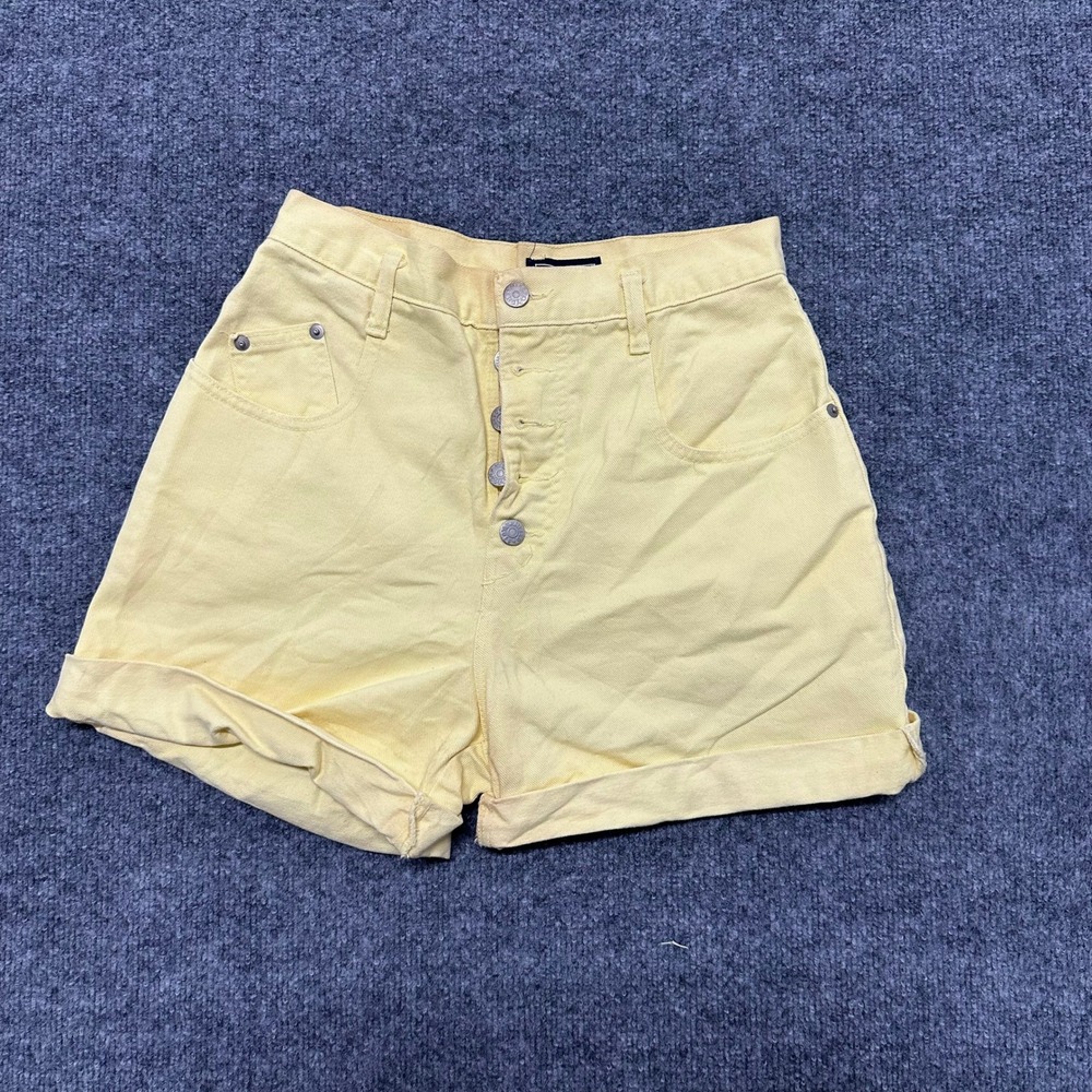 Mixed Blues Shorts Womens Size 9 Yellow Denim High Waisted Button Fly USA Made